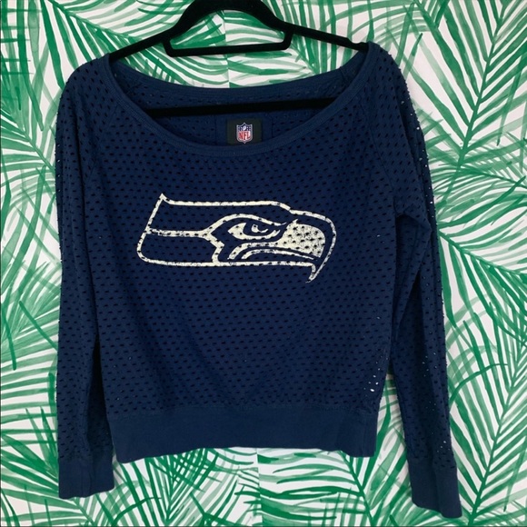 NFL Tops - NFL Seahawks mesh cropped off shoulder top size S NFL Tops - NFL Seahawks mesh cropped off shoulder top size S